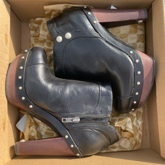 EUC/LIKE NEW UGG AMBROSIA WOODEN PLATFORM BOOTIES - Picture 2 of 8